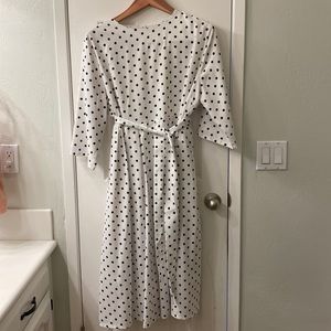 Dainty Jewells XXXL white with black polka dots cotton midi dress Fully lined